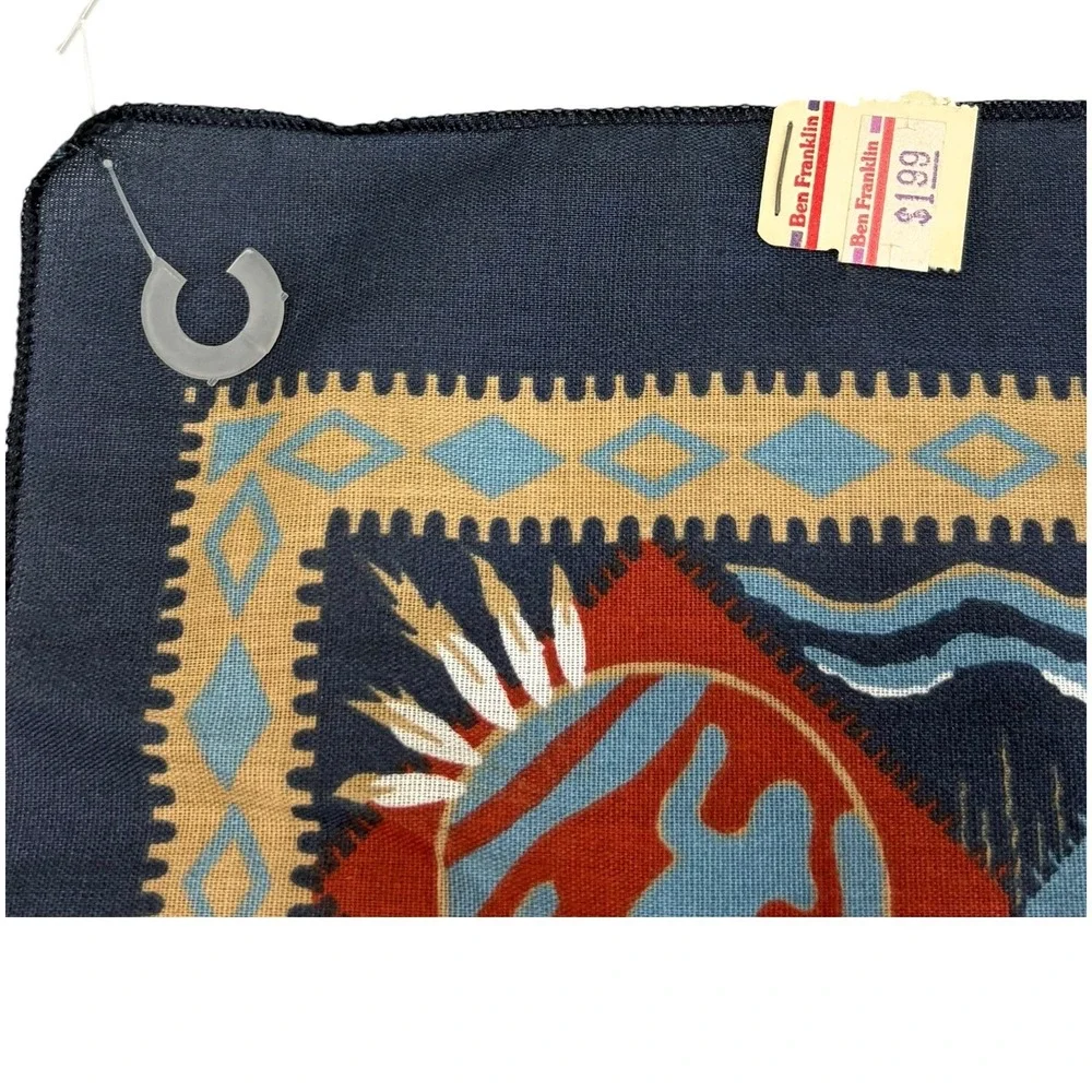 Vintage Bandana Native American Southwestern Western Thunderbird Blue USA NEW